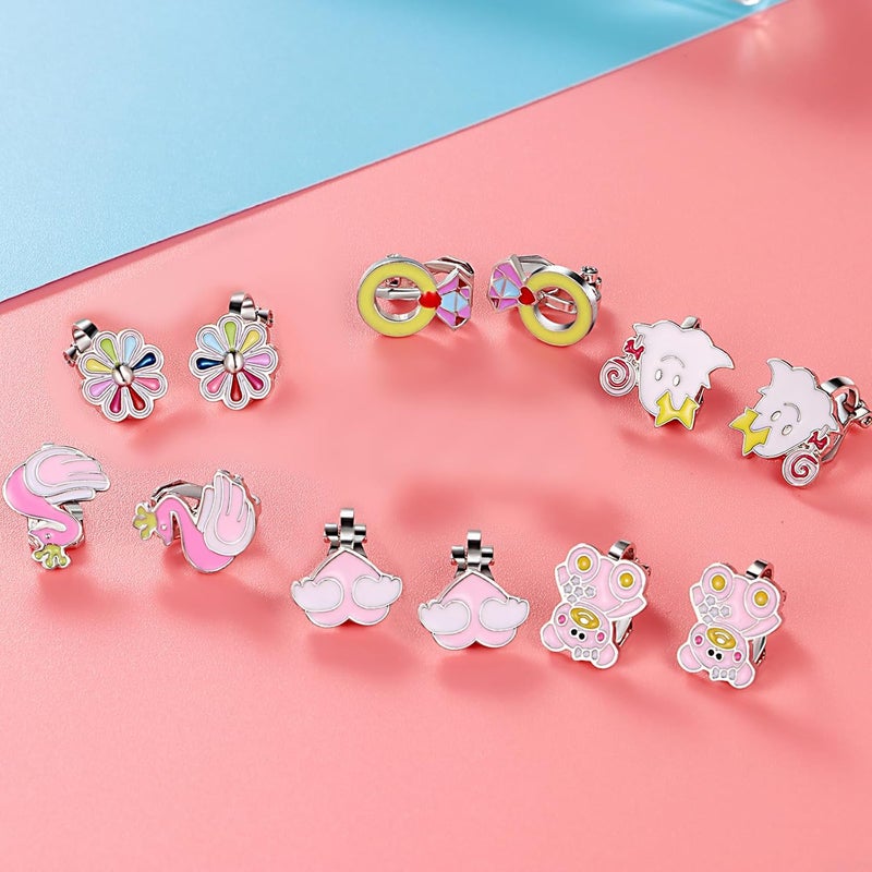 SYNLIN 20 Pairs Kids Clip-on Earrings - Cute Animal Designs, Non-Pierced for Girls - Image 3